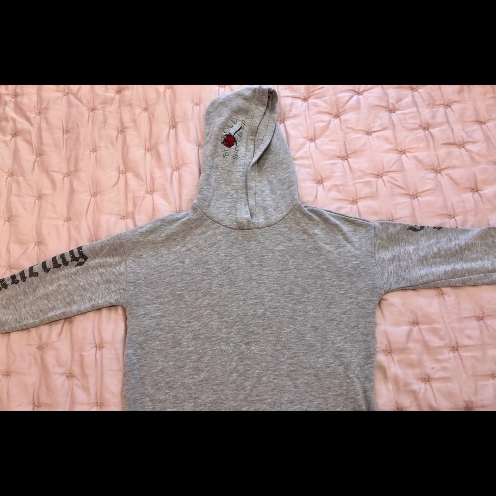 Grey Hoodie with Lettering on Arms